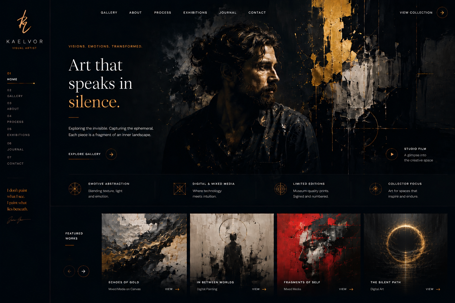Luxury artist portfolio website