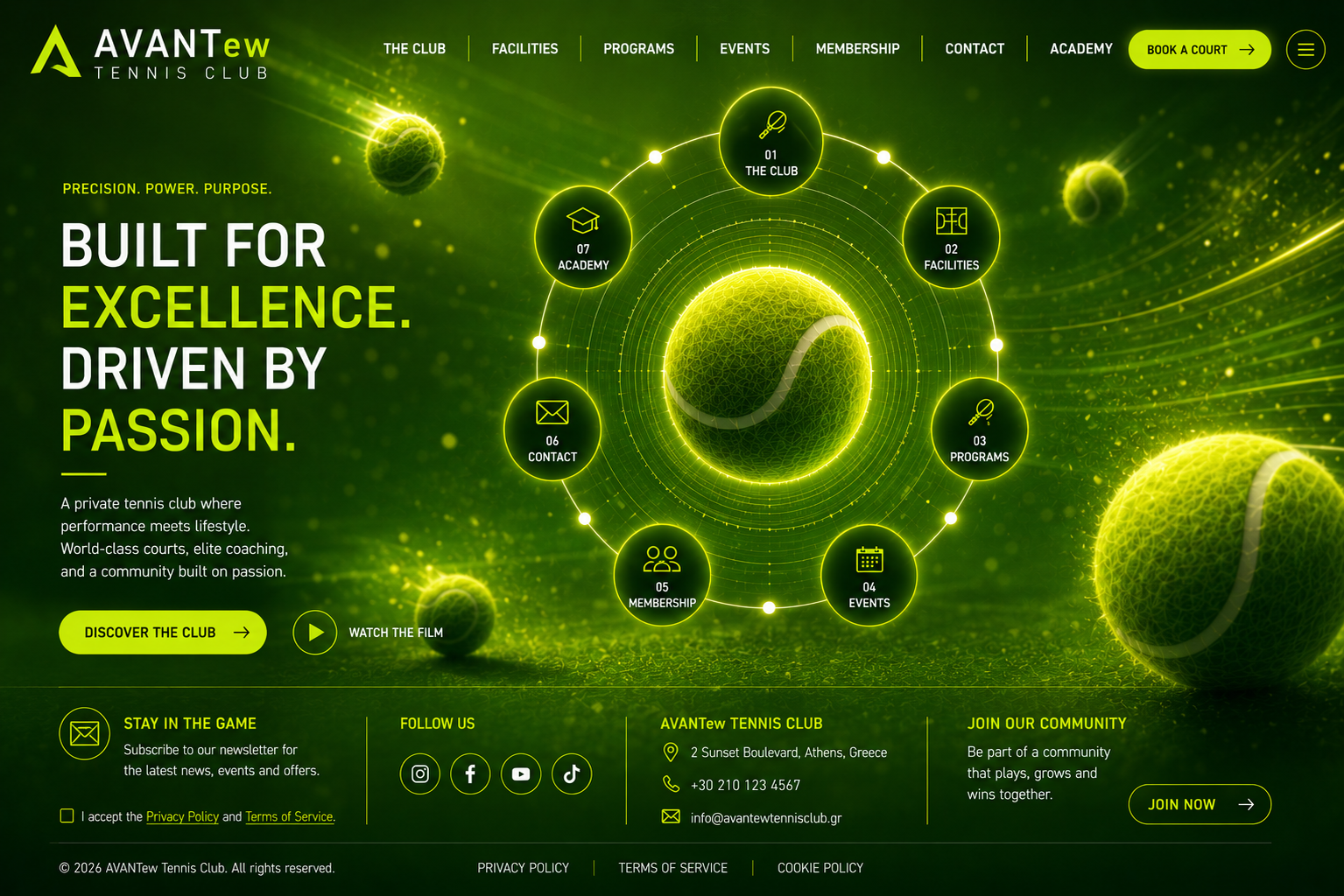 Premium tennis club website